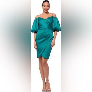 Betsy & Adam Green Asymmetrical Sheath Mini Dress
